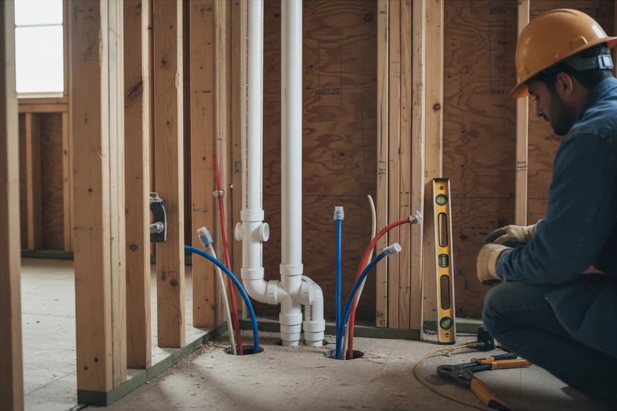 Drain and supply rough-in during Leak Detection in Sandpoint